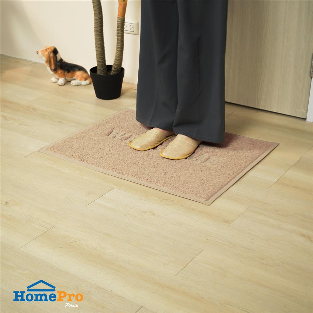 พรมเช็ดเท้าดักฝุ่น HOME LIVING STYLE S.WELCOME 60X80 ซม. สีเบจ