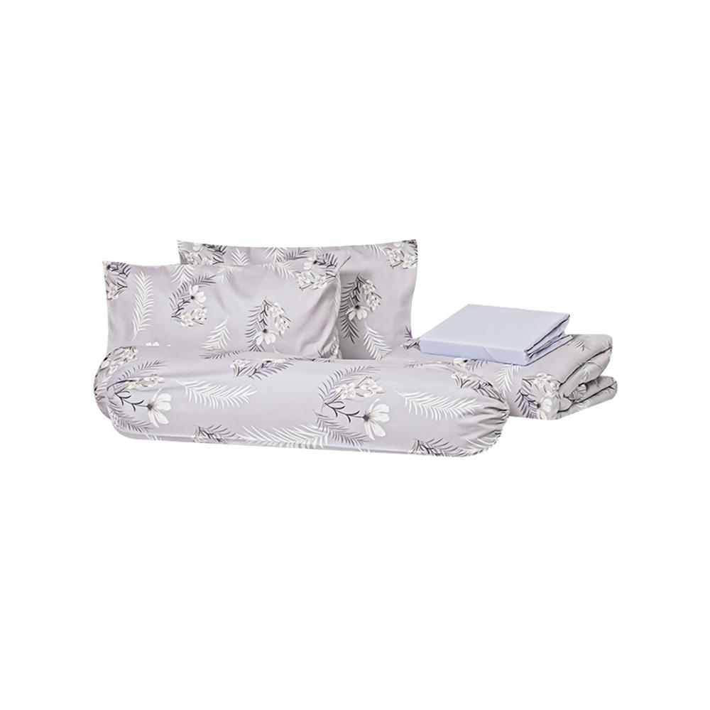 ชุดผ้าปูที่นอน 6 ฟุต (ชุด 6 ชิ้น) HOME LIVING STYLE TROPICAL FLOWER สี GREY