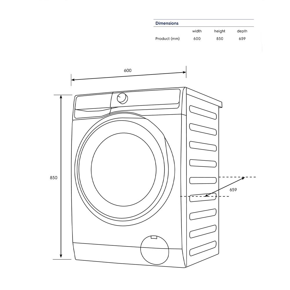 เครื่องซักอบผ้าฝาหน้าพร้อมขาตั้ง ELECTROLUX EWW1143R7MC 11/7 กก. 1400RPM อินเวอร์เตอร์ สีน้ำเงิน