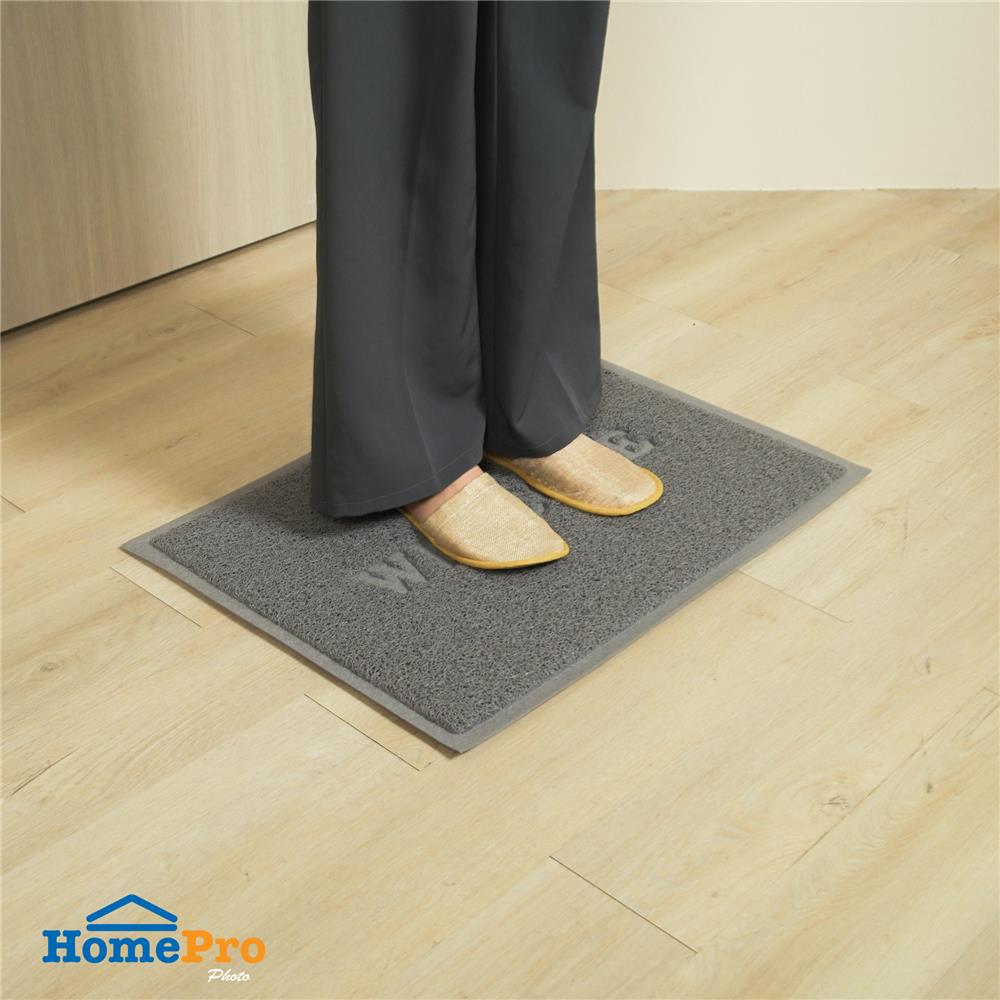 พรมเช็ดเท้าดักฝุ่น HOME LIVING STYLE S.WELCOME 50X70 ซม. สีเทา