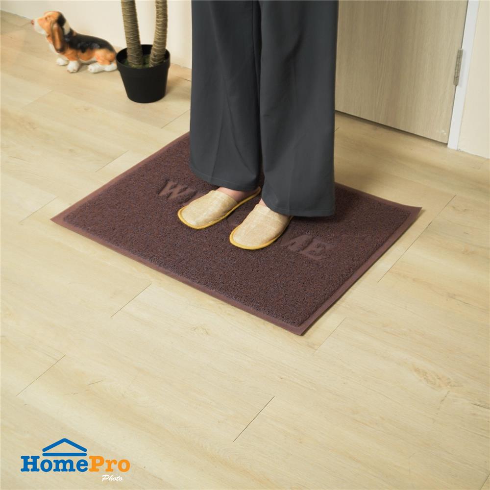 พรมเช็ดเท้าดักฝุ่น HOME LIVING STYLE S.WELCOME 60X80 ซม. สีน้ำตาล