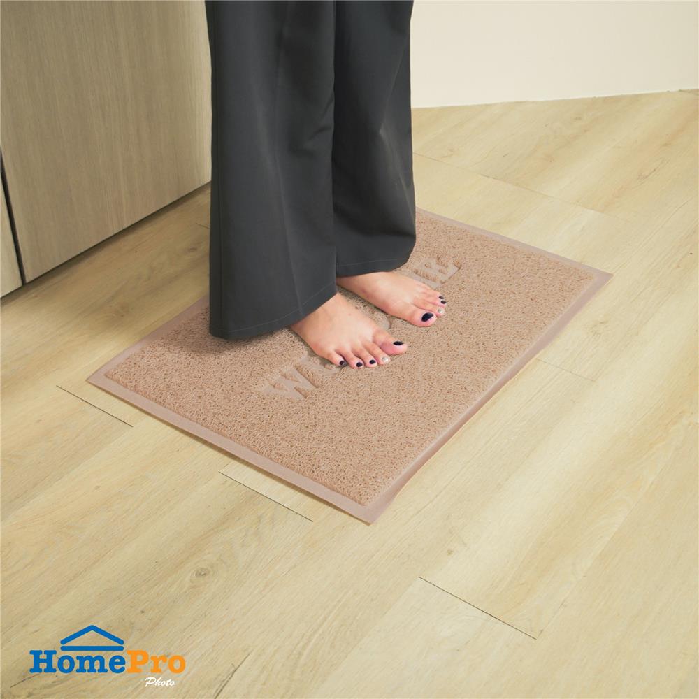 พรมเช็ดเท้าดักฝุ่น HOME LIVING STYLE S.WELCOME 50X70 ซม. สีเบจ