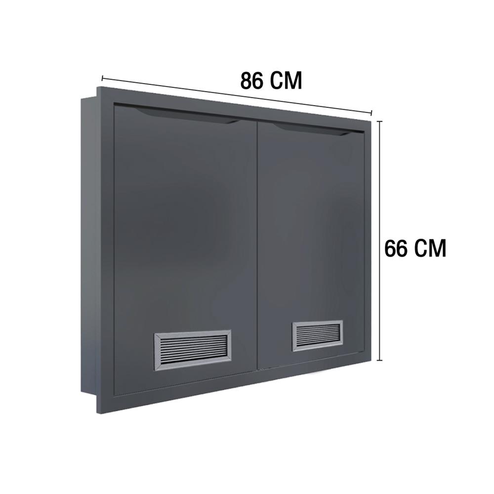 บานซิงค์คู่พร้อมช่องระบายอากาศ MJ ECO 86x66 ซม. สี GREY GRAPHITE