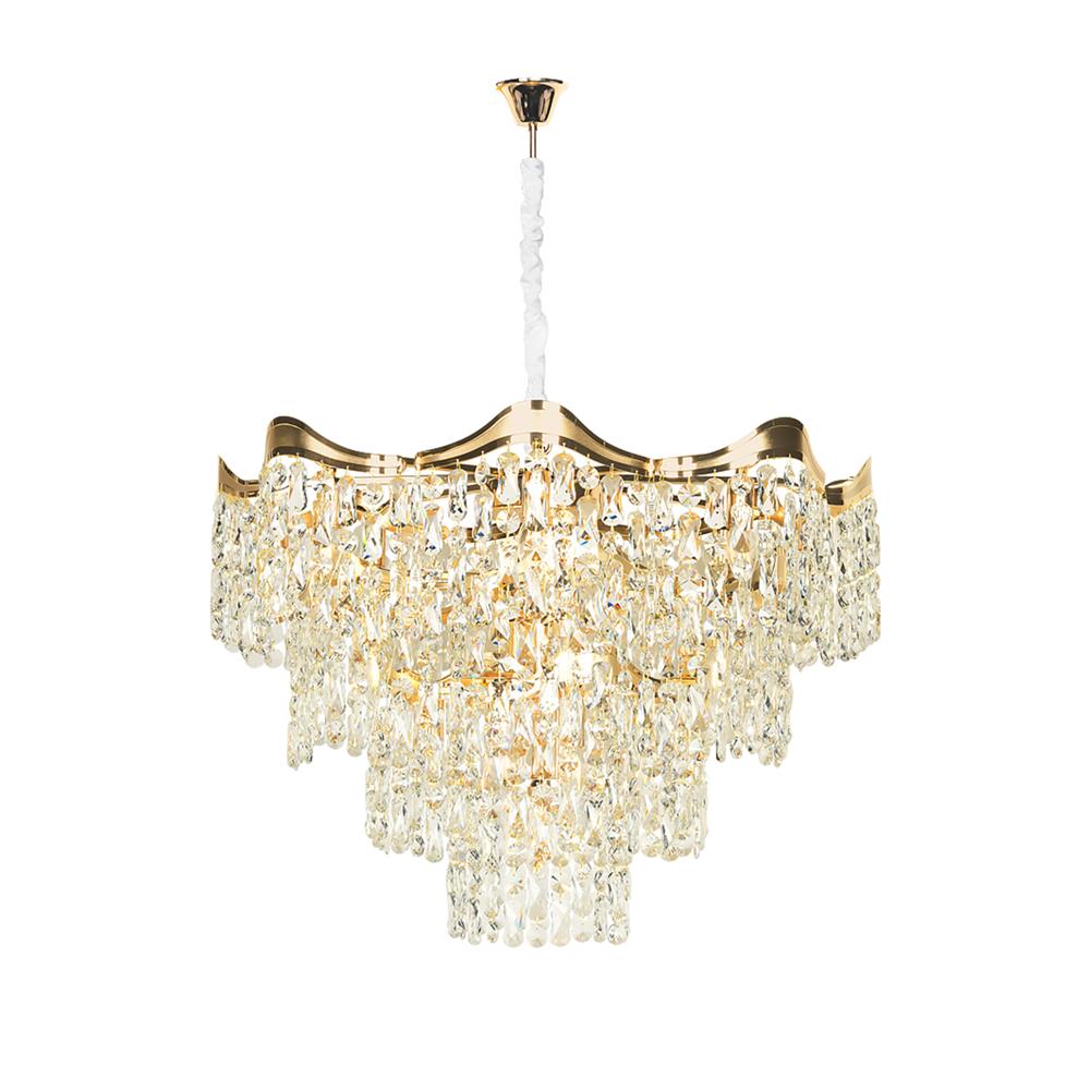 ไฟช่อ L&E CS 01-03121 เหล็ก/แก้ว ทอง/ใส 19 หัว