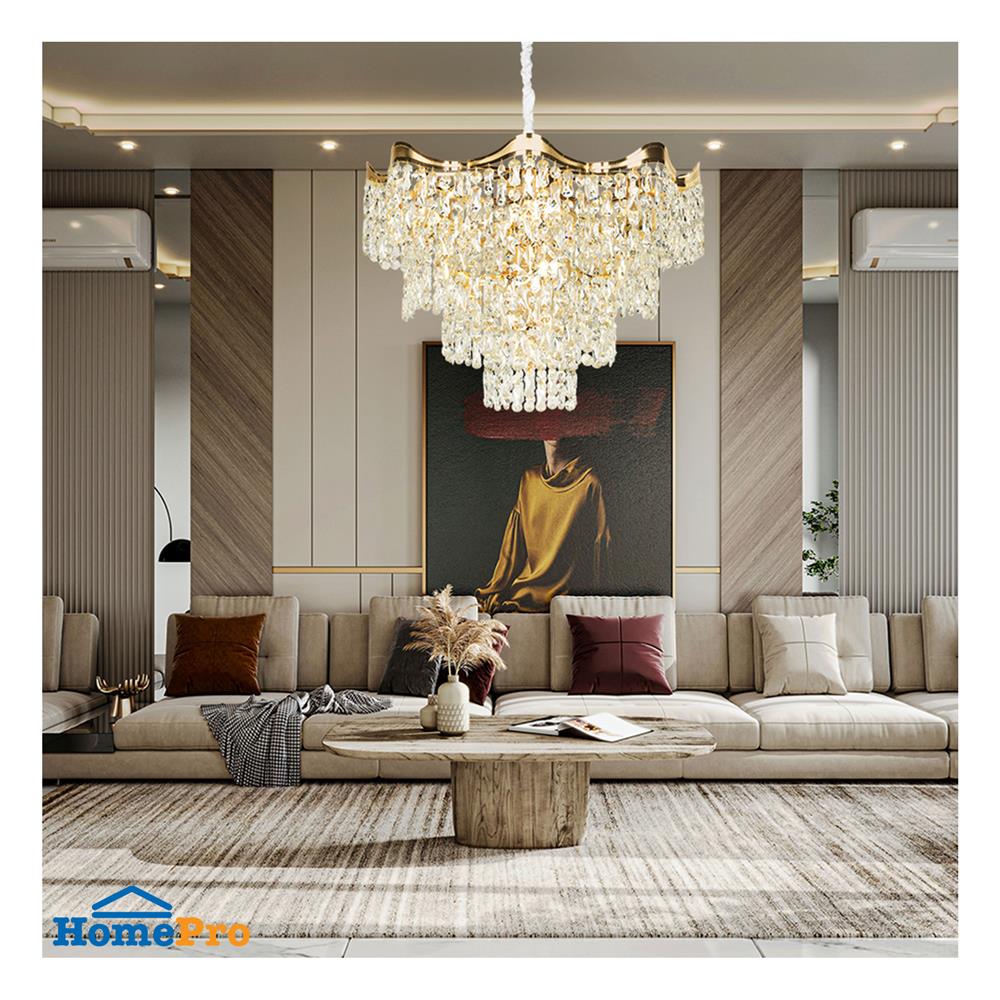 ไฟช่อ L&E CS 01-03121 เหล็ก/แก้ว ทอง/ใส 19 หัว