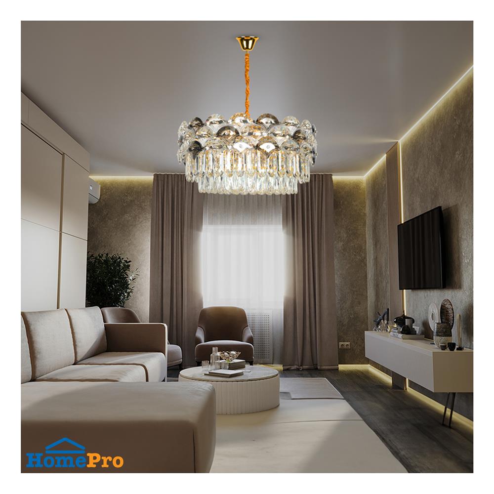 ไฟช่อ LUMAX CS 01-03136 แก้ว/เหล็ก ดำ/ใส/ทอง 10 หัว