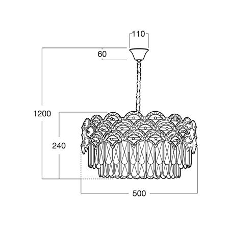 ไฟช่อ LUMAX CS 01-03136 แก้ว/เหล็ก ดำ/ใส/ทอง 10 หัว_3