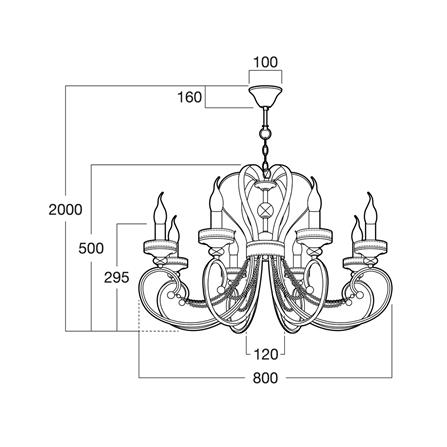 ไฟช่อ LUMAX CS 01-03130 เหล็ก/หนังเทียม/แก้ว น้ำตาล 8 หัว_3