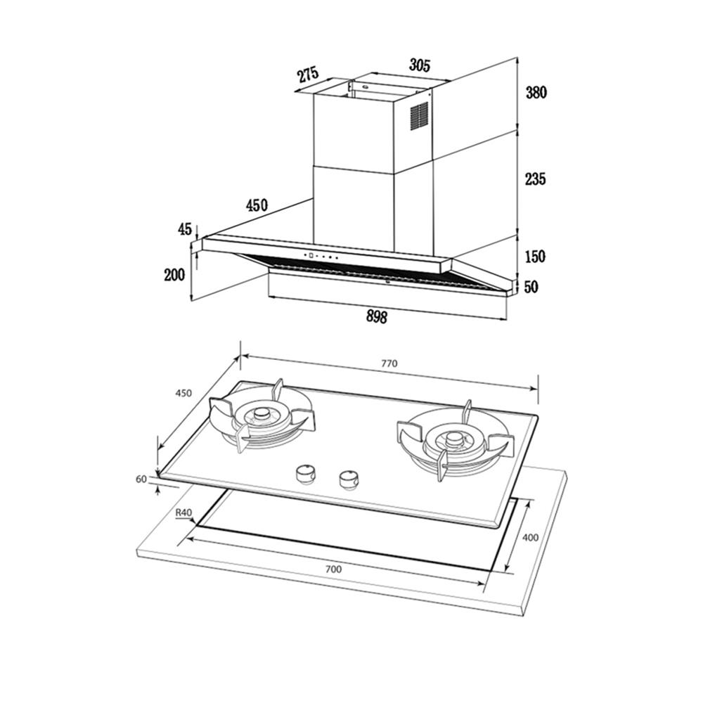 เตาฝัง+เครื่องดูดควัน MEX V3772MHR+K635BFB90