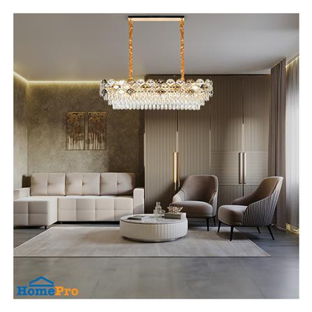 ไฟช่อ LUMAX CS 01-03137 เหล็ก/แก้ว ดำ/ใส/ทอง 18 หัว_2