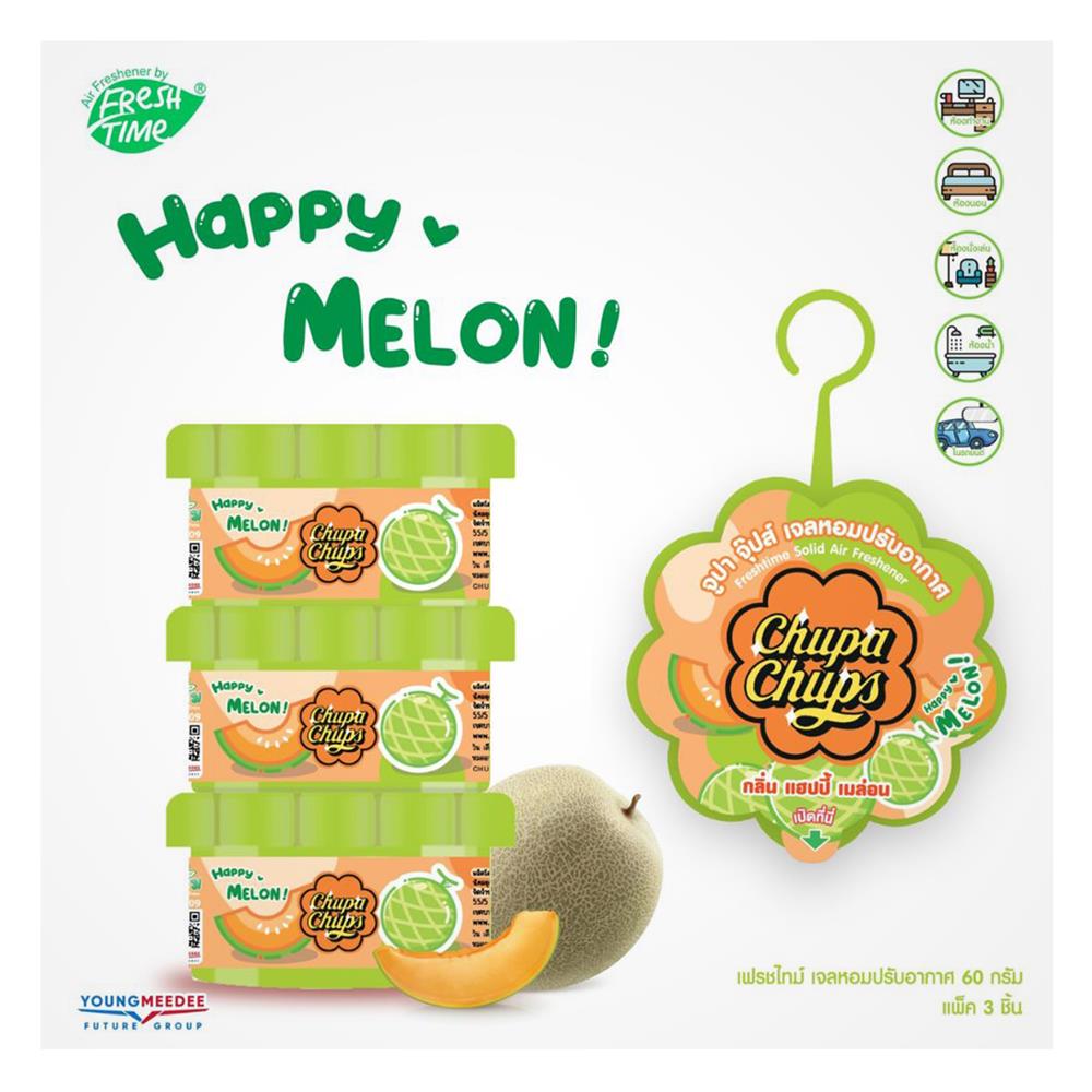 เจลปรับอากาศ FRESH TIME 60 กรัม HAPPY MELON (แพ็ก 3 ชิ้น)