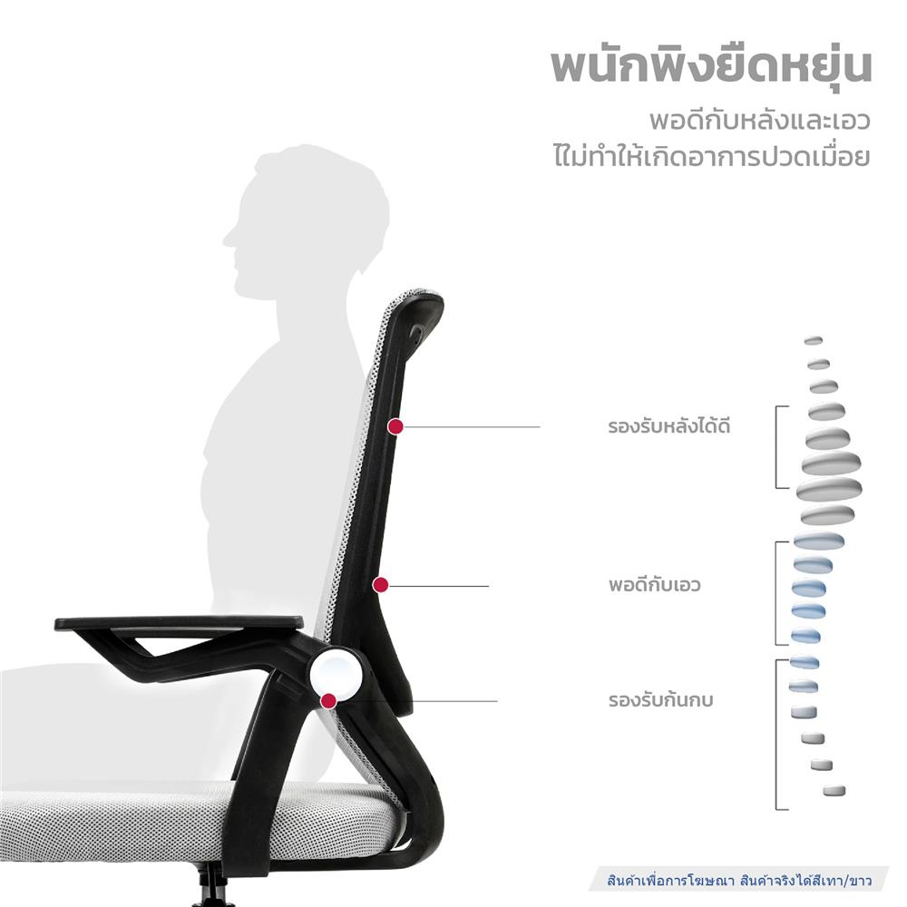 เก้าอี้สำนักงาน DELI E4931-WH-01 สีเทา/ขาว