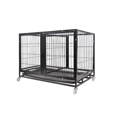 กรงสุนัขแยกห้อง PETUS 110X73X73 ซม. สีดำ_0