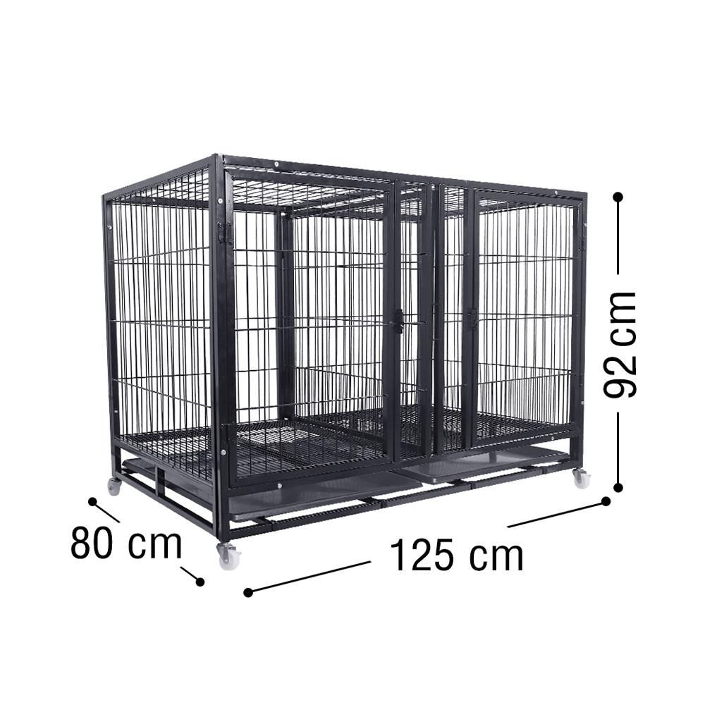 กรงสุนัขแยกห้อง PETUS 125X80X92 ซม. สีดำ