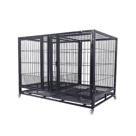 กรงสุนัขแยกห้อง PETUS 125X80X92 ซม. สีดำ_0