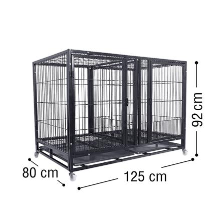 กรงสุนัขแยกห้อง PETUS 125X80X92 ซม. สีดำ_3