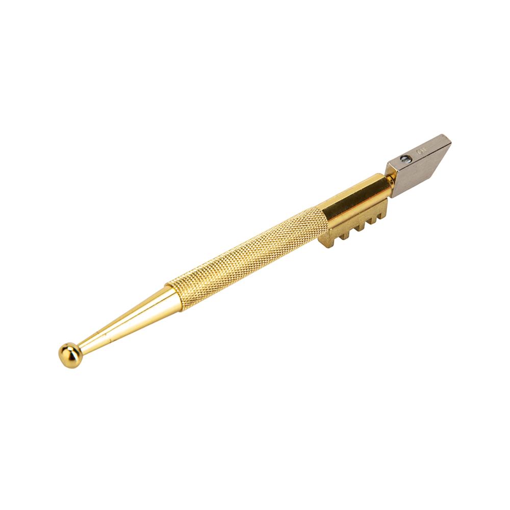 มีดกรีดกระจกใช้น้ำมัน หัวคาร์ไบด์ด้ามทองเหลือง PUMPKIN 26325 สีทอง