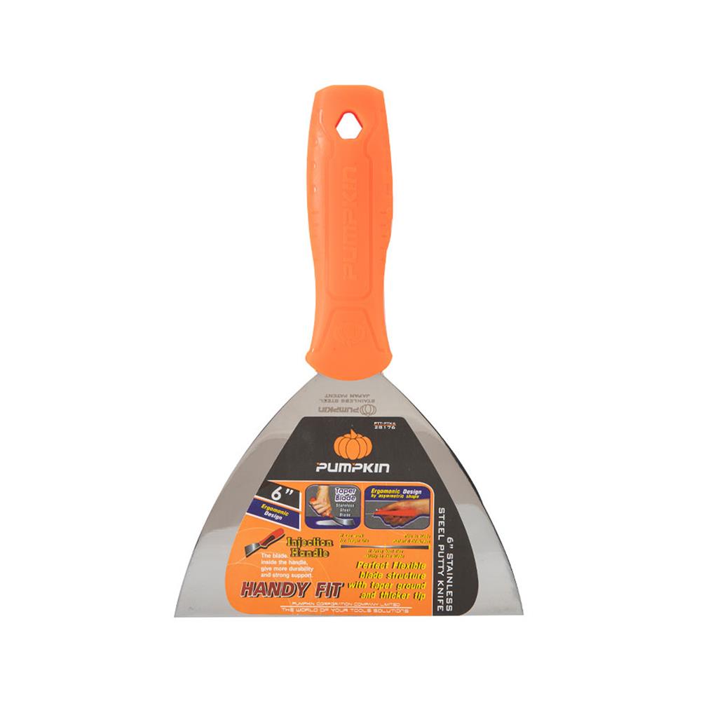 เกรียงโป๊วสี สเตนเลสด้ามพีวีซี PUMPKIN 28176 6 นิ้ว สีส้ม