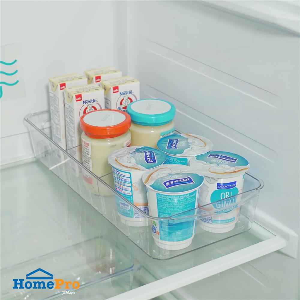 กล่องจัดเก็บในตู้เย็นพร้อมชั้นแบ่งและล้อเลื่อน KECH FROSTY SIZE M