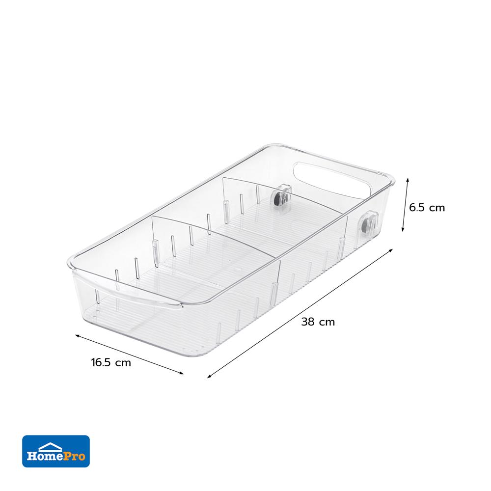 กล่องจัดเก็บในตู้เย็นพร้อมชั้นแบ่งและล้อเลื่อน KECH FROSTY SIZE M