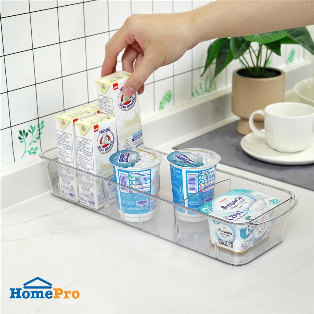 กล่องจัดเก็บในตู้เย็นพร้อมชั้นแบ่งและล้อเลื่อน KECH FROSTY SIZE S