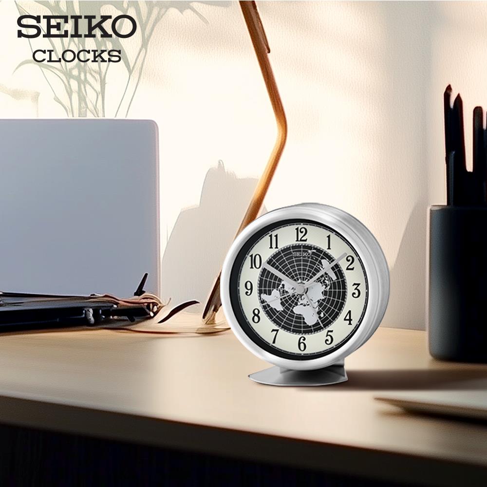 นาฬิกาตั้งโต๊ะ SEIKO CLOCKS QXE067S 4.1X3.9 นิ้ว สีเงิน