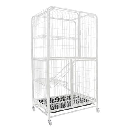 กรงแมวมีล้อ PETUS 76X53X137 ซม. สีขาว_0