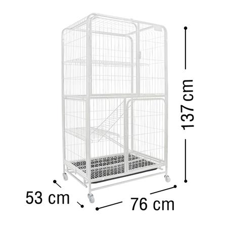 กรงแมวมีล้อ PETUS 76X53X137 ซม. สีขาว_3