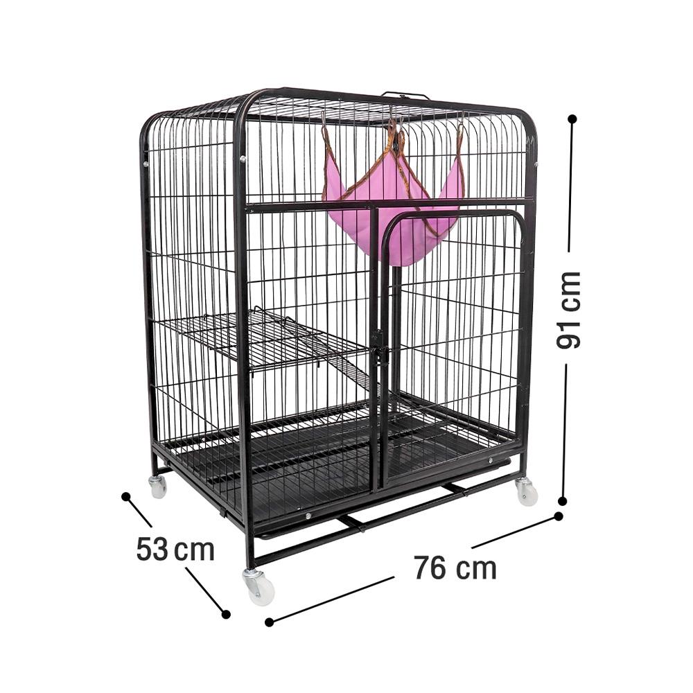 กรงแมวมีล้อ PETUS 76X53X91 ซม. สีดำ