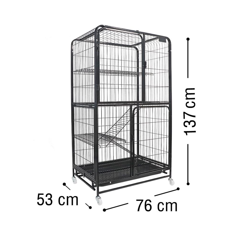 กรงแมวมีล้อ PETUS 76X53X137 ซม. สีดำ