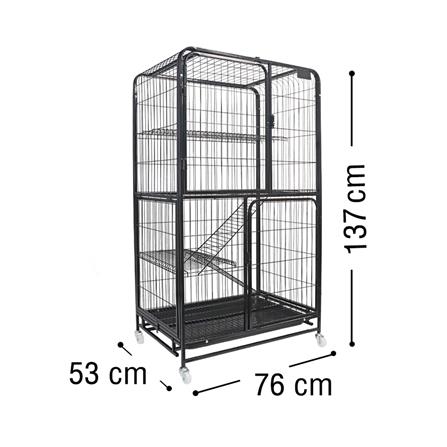 กรงแมวมีล้อ PETUS 76X53X137 ซม. สีดำ_3