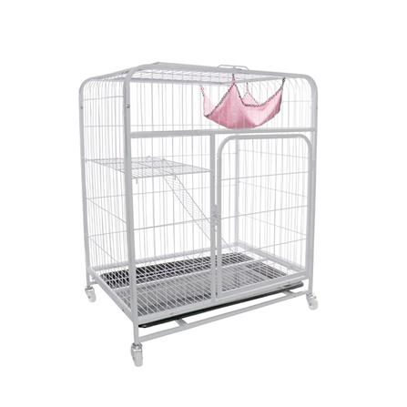 กรงแมวมีล้อ PETUS 76X53X91 ซม. สีขาว_0