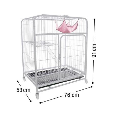 กรงแมวมีล้อ PETUS 76X53X91 ซม. สีขาว_2
