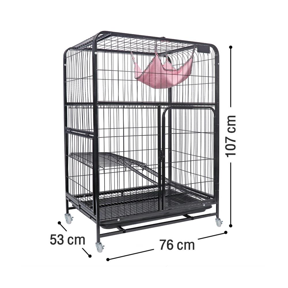 กรงแมวมีล้อ PETUS 76X53X107 ซม. สีดำ