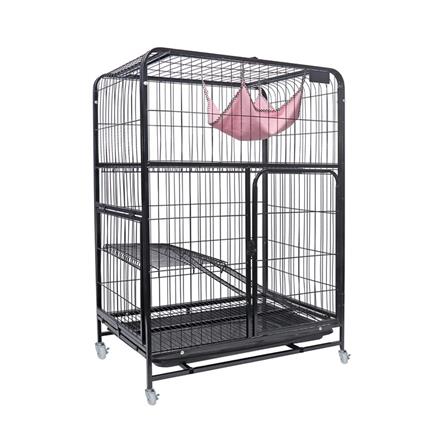 กรงแมวมีล้อ PETUS 76X53X107 ซม. สีดำ_0
