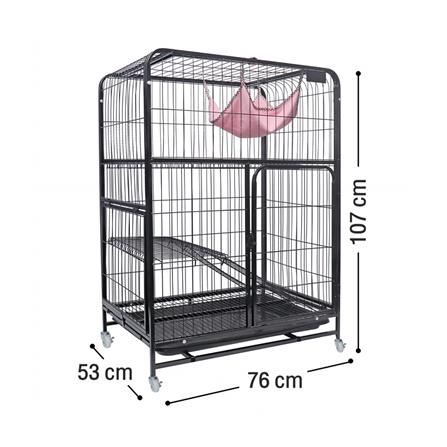กรงแมวมีล้อ PETUS 76X53X107 ซม. สีดำ_3