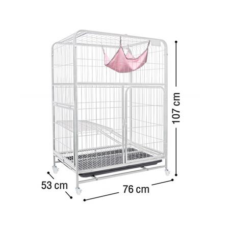 กรงแมวมีล้อ PETUS 76X53X107 ซม. สีขาว_3