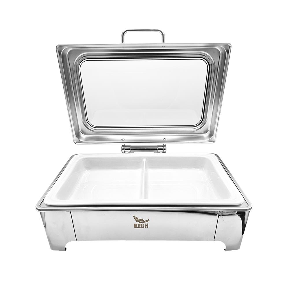 อ่างอุ่นถาดเซรามิกเหลี่ยม 2 ช่อง ฝากระจกไฮดรอลิก 8.5 ลิตร KECH