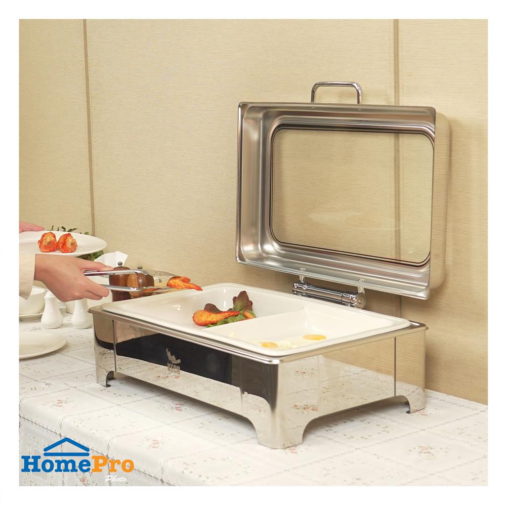 อ่างอุ่นถาดเซรามิกเหลี่ยม 2 ช่อง ฝากระจกไฮดรอลิก 8.5 ลิตร KECH