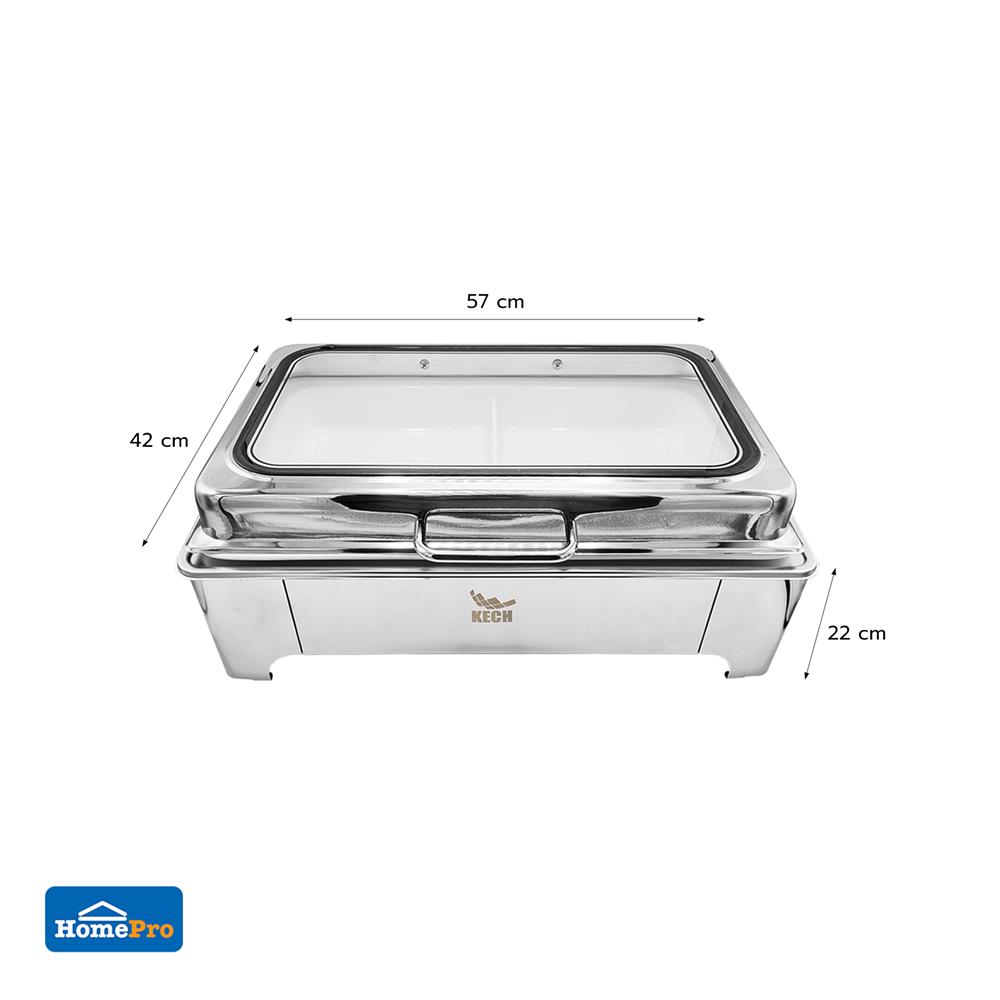 อ่างอุ่นถาดเซรามิกเหลี่ยม 2 ช่อง ฝากระจกไฮดรอลิก 8.5 ลิตร KECH