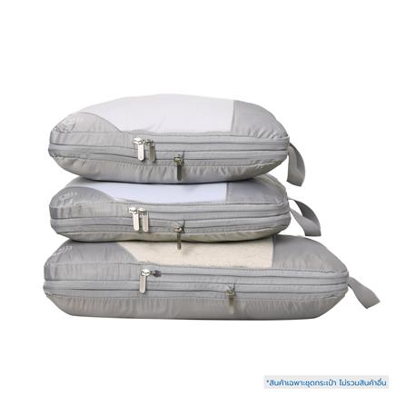 ชุดกระเป๋าจัดระเบียบ 2 ซิป PLIM JOURNEY สีเทา (ชุด 3 ชิ้น)_5