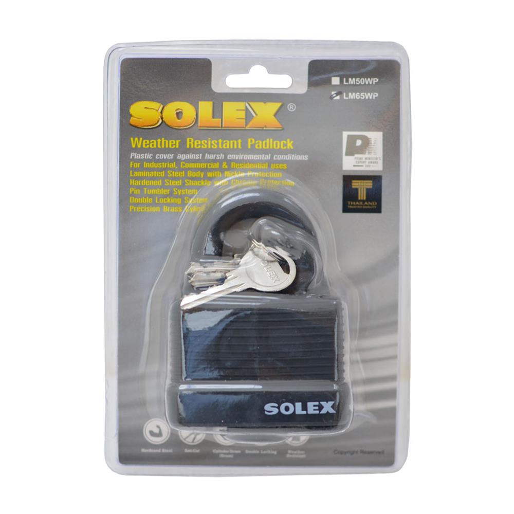 กุญแจสปริง SOLEX LM65WP 65 มม. สีดำ