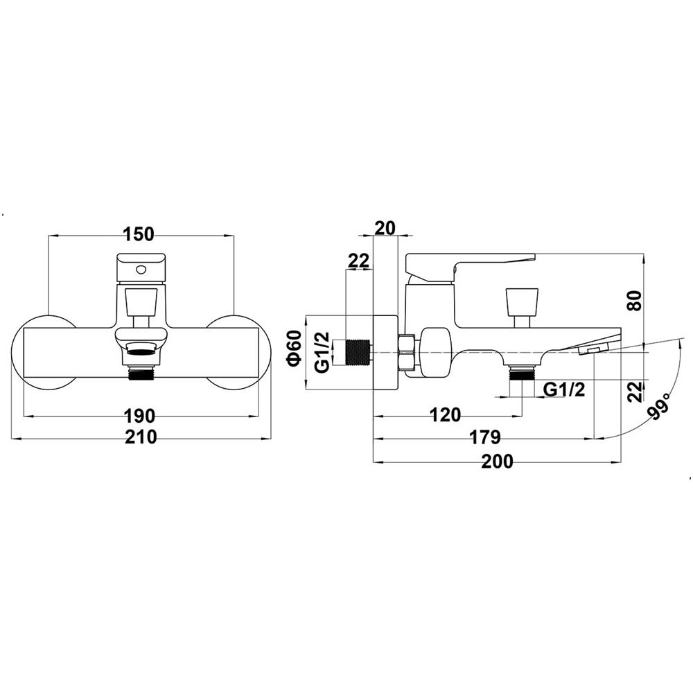 ก๊อกผสมอ่างอาบ RASLAND RA A117-A1111-V