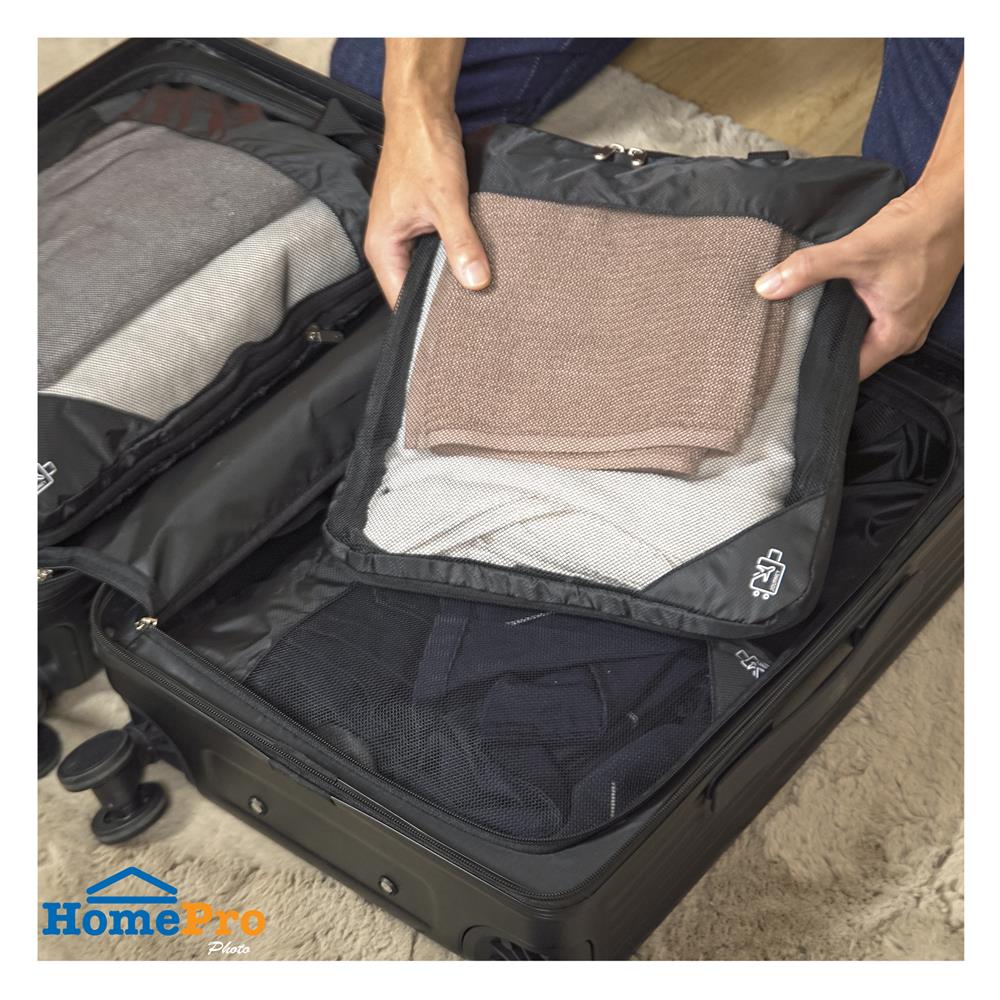 ชุดกระเป๋าจัดระเบียบ 2 ซิป PLIM JOURNEY สีดำ (ชุด 3 ชิ้น)