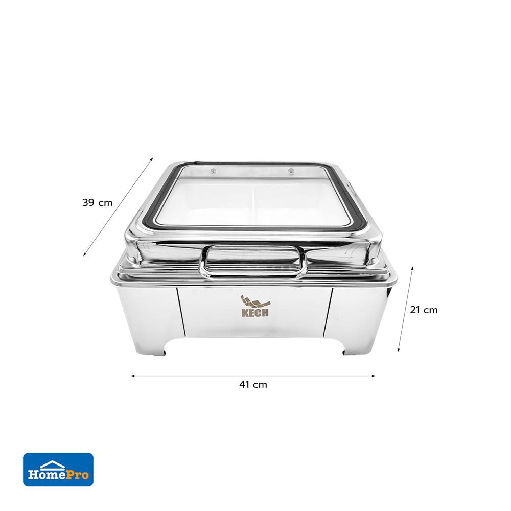 อ่างอุ่นถาดเซรามิกเหลี่ยม 2 ช่อง ฝากระจกไฮดรอลิก 5.5 ลิตร KECH