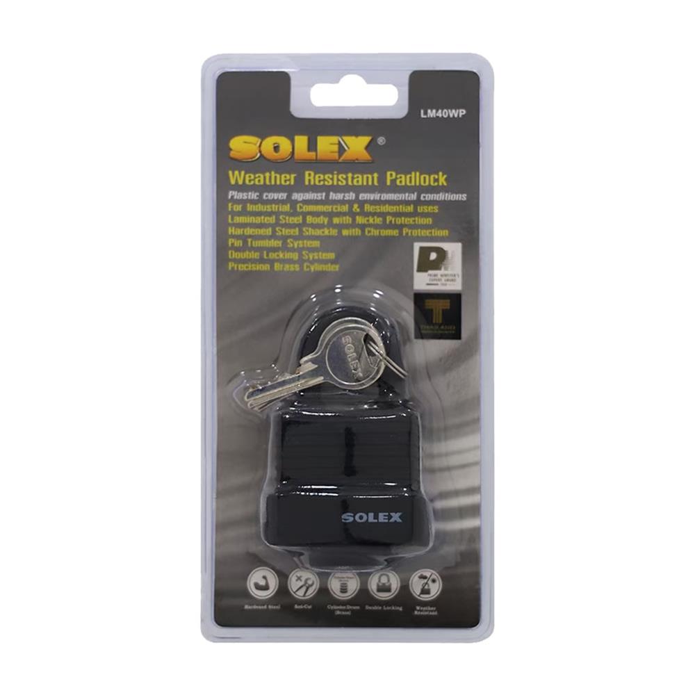 กุญแจสปริง SOLEX LM40WP 40 มม. สีดำ