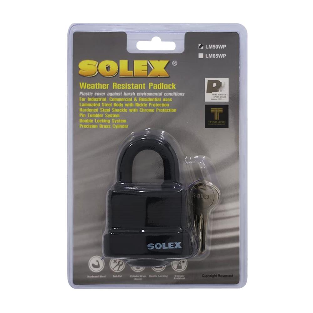 กุญแจสปริง SOLEX LM50WP 50 มม. สีดำ