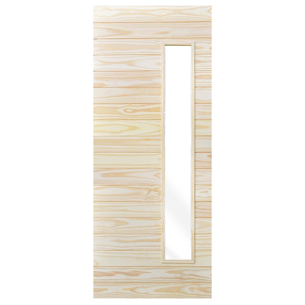 ประตูไม้สน D2D-809 90X220 ซม. สีธรรมชาติ ไม่เจาะลูกบิด