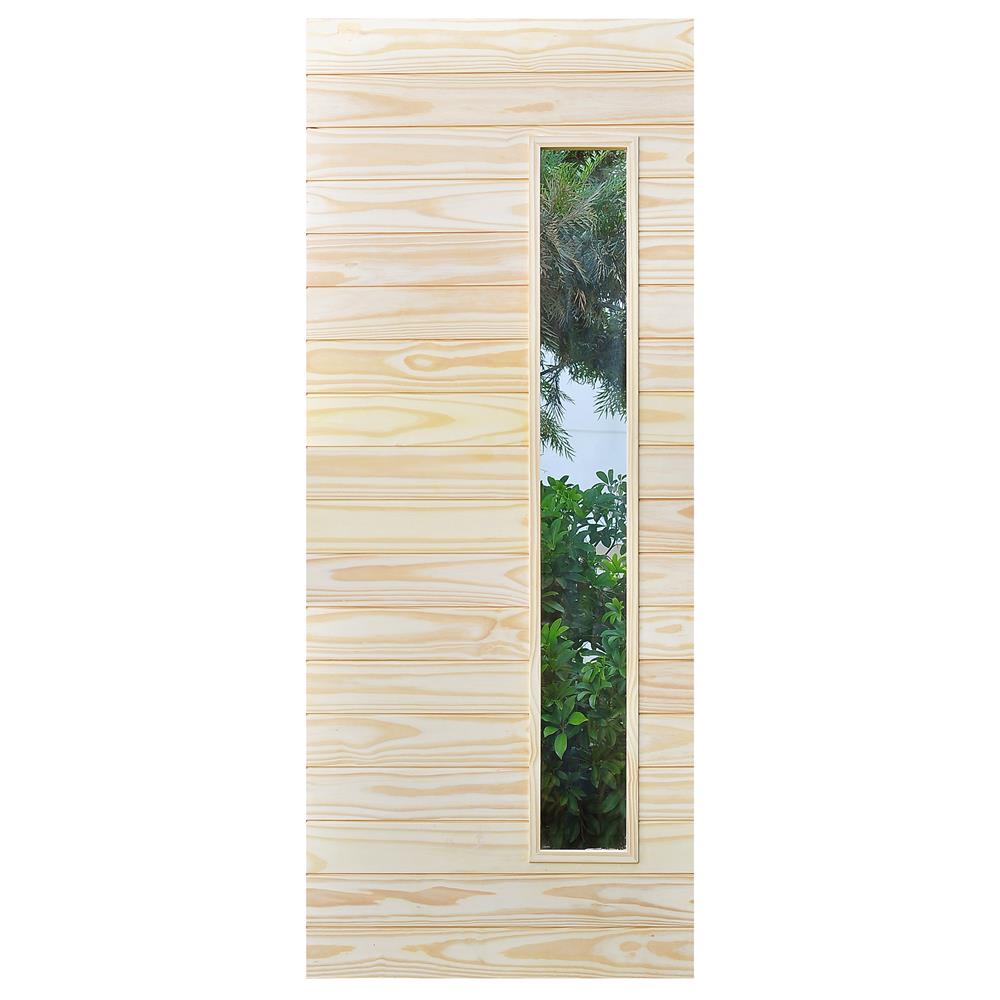 ประตูไม้สน D2D-809 90X220 ซม. สีธรรมชาติ ไม่เจาะลูกบิด