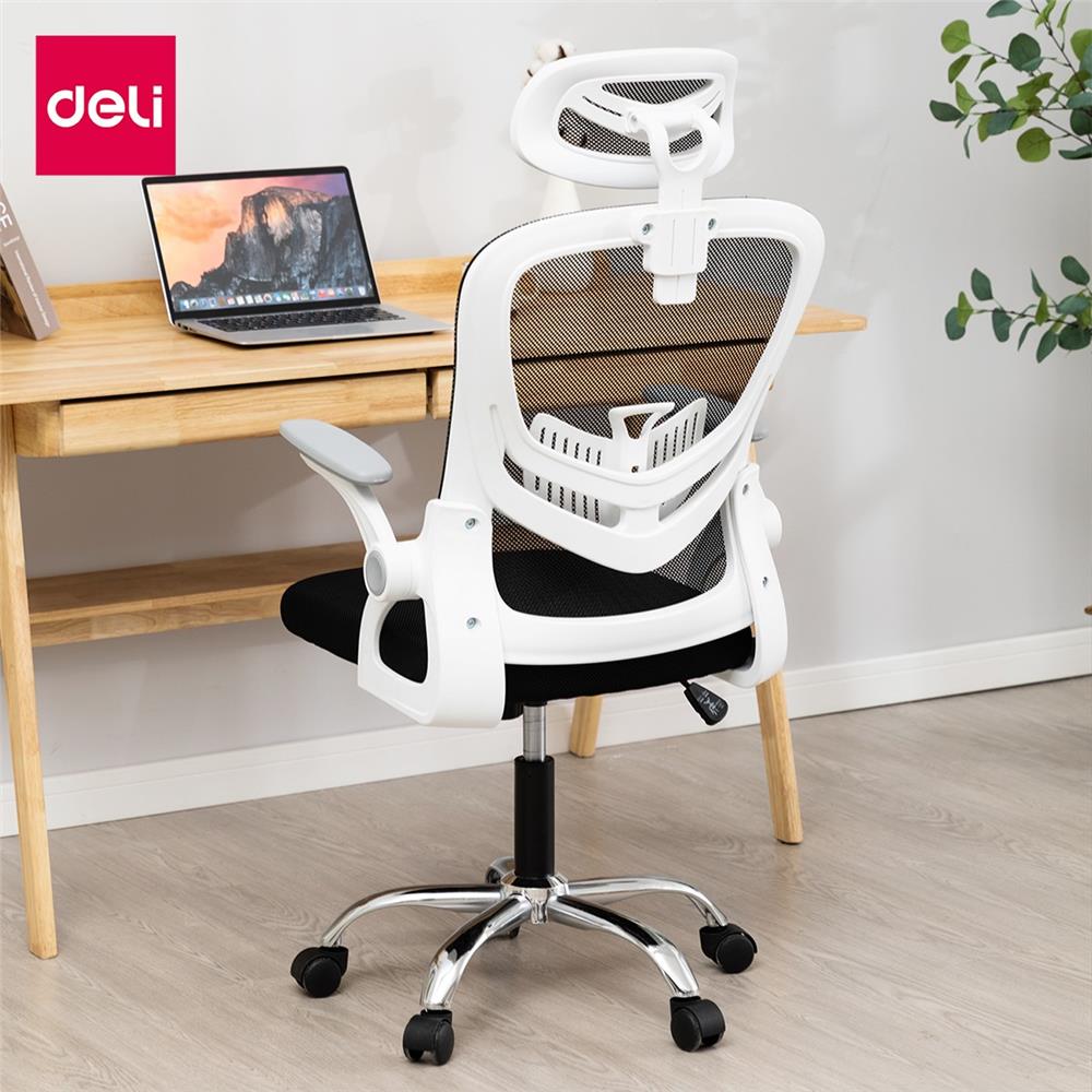 เก้าอี้สำนักงาน DELI E4955-WH-01 สีดำ/ขาว